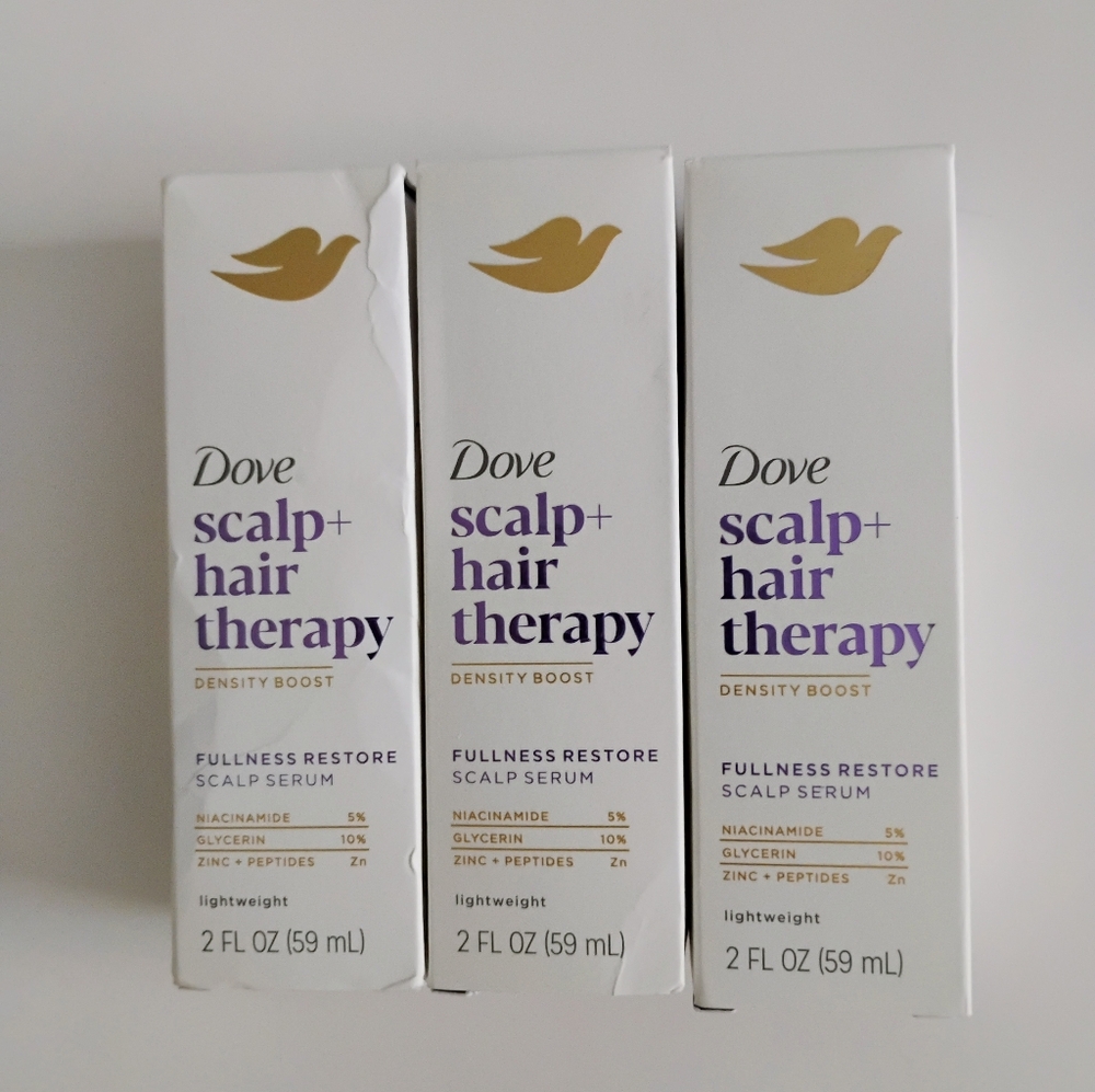 3 Pack Dove Scalp + Hair Therapy Density Boost Fullness Restore Scalp Serum 2 oz
